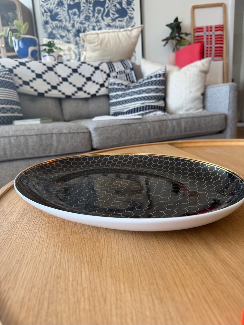 Black and Gold Oval Serving Tray - Picture 3 of 7